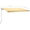 vidaXL Markizė su LED/vėjo jutikliu, geltona/balta, 400x350cm