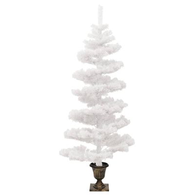 vidaXL Kalėdų eglutė su vazonu, balta, 120cm, PVC, spiralės formos