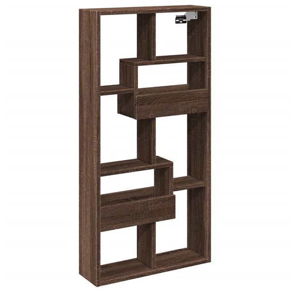 vidaXL Sieninė spintelė, ruda ąžuolo, 50x15x100cm, apdirbta mediena