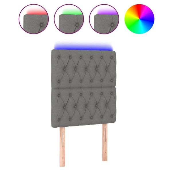 vidaXL Galvūgalis su LED, tamsiai pilkas, 80x7x118/128cm, audinys