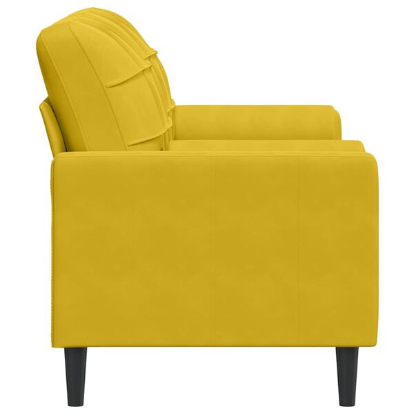 vidaXL Dvivietė sofa su pagalvėlėmis, geltonos spalvos, 140cm, aksomas