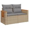 vidaXL Dvivietė sodo sofa su pagalvėlėmis, smėlio spalvos, poliratanas