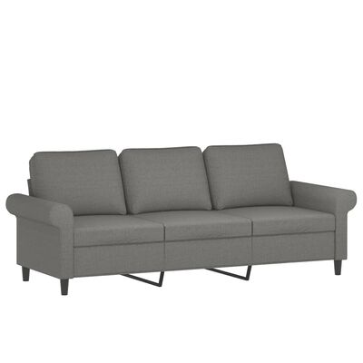 vidaXL Trivietė sofa su pagalvėmis, tamsiai pilka, 180cm, audinys