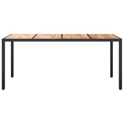 vidaXL Sodo stalas, juodas, 190x90x75cm, poliratanas ir akacija