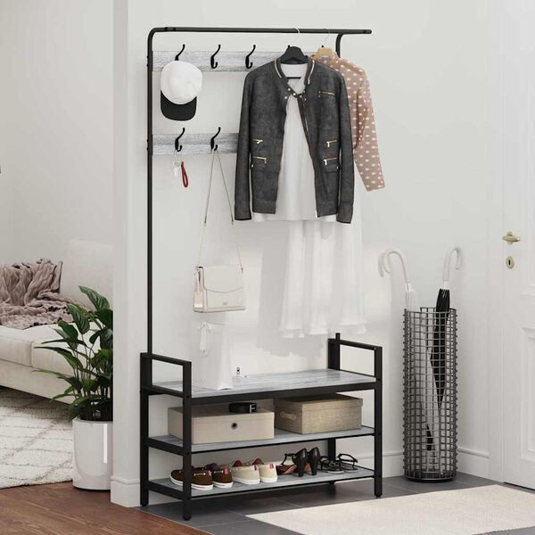 vidaXL Paltas Pilkas Sonoma 95 x 34 x 184 cm Apdirbta mediena