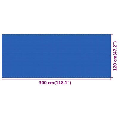 vidaXL Balkono pertvara, mėlynos spalvos, 120x300cm, HDPE