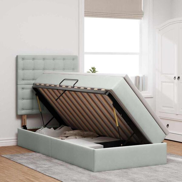 vidaXL Lova su daiktų laikymo vieta ir čiužiniu 100 x 200 cm Aksomas