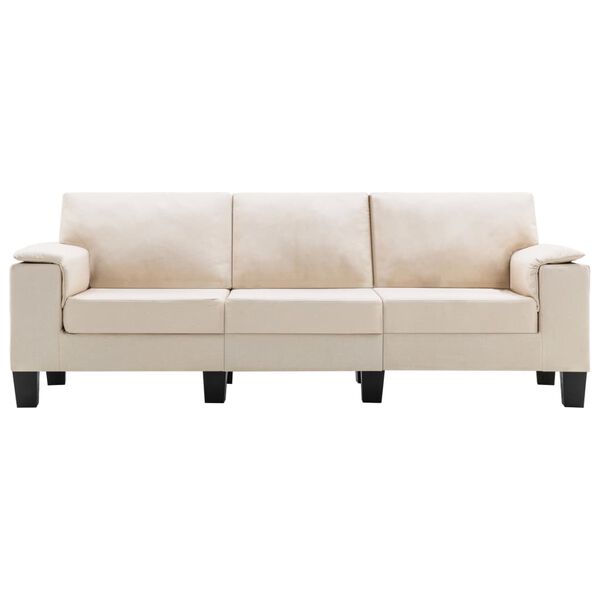 vidaXL Trivietė sofa, kreminės spalvos, audinys