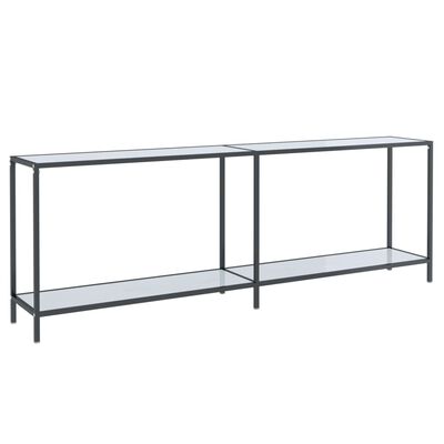 vidaXL Konsolinis staliukas, baltas, 220x35x75,5cm, grūdintas stiklas