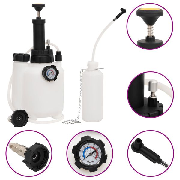 vidaXL Stabdžių sistemos nuorinimo įrankis, baltas ir juodas, 3l