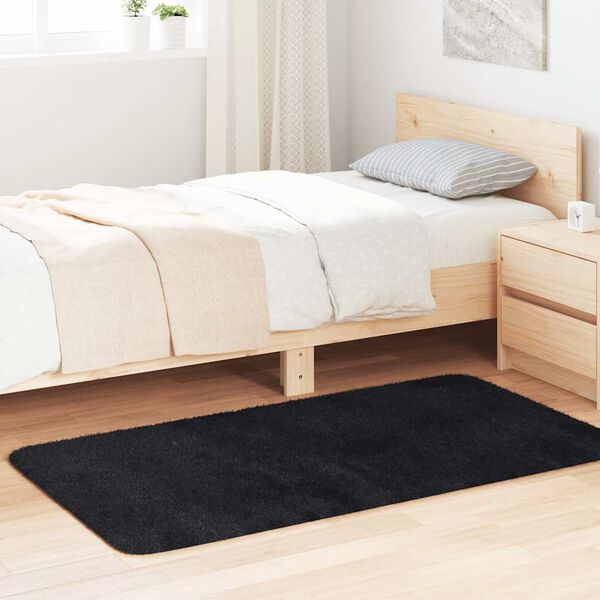 vidaXL Shaggy tipo kilimas, NAVARRA, 80x150 cm, juodos, poliesteris