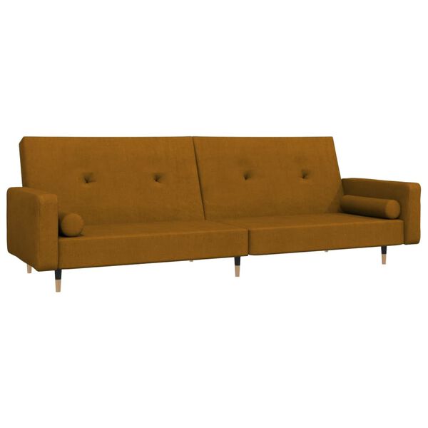 vidaXL Dvivietė sofa-lova su dvejomis pagalvėmis, ruda, aksomas