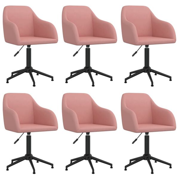 vidaXL Pasukamos valgomojo kėdės, 6vnt., rožinės spalvos, aksomas