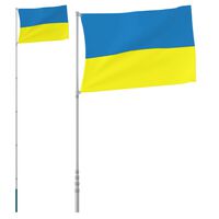 vidaXL Ukrainos vėliava su stiebu, aliuminis, 5,55m