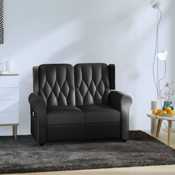 vidaXL Dvivietis atlošiamas masažinis krėslas, juodas, dirbtinė oda