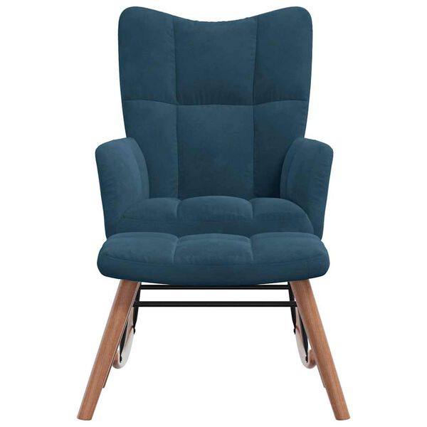 vidaXL Supamoji kėdė su taburetėle, mėlynas aksomas