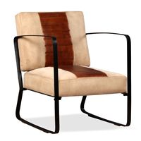 vidaXL Poilsio kėdė, ruda, tikra oda ir audinys