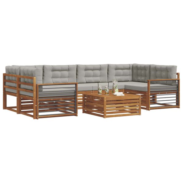 vidaXL Lauko sofos komplektas 7 pcs Natūrali ir &scaron;viesiai pilka