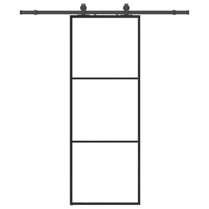 vidaXL Stumdomos durys su įrangos rinkiniu, juodas, 76x205 cm, ESG ir