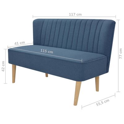 vidaXL Sofa, audinys, 117 x 55,5 x 77 cm, mėlyna