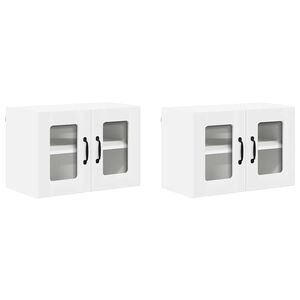 vidaXL Sieninis stiklinis kabinetas LUCCA 2 pcs Balta 60 x 31 x 40 cm