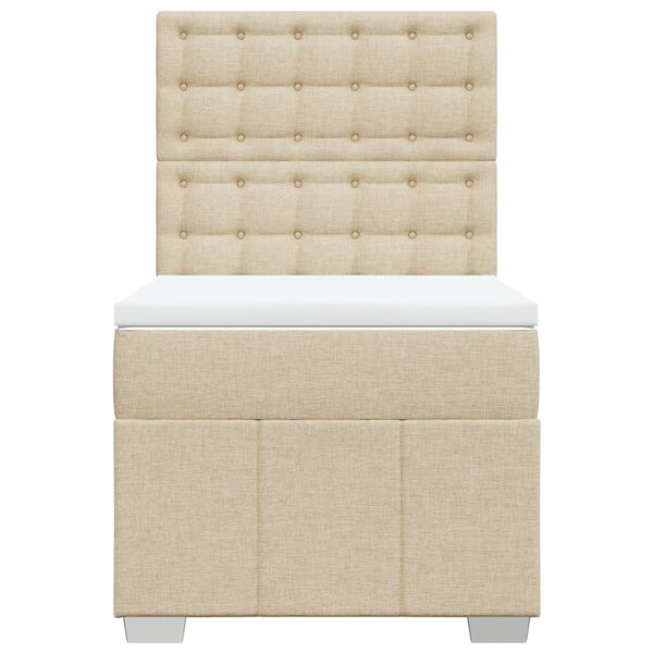 vidaXL Lova su spyruoklėmis ir čiužiniu, kreminė, 90x200 cm, audinys