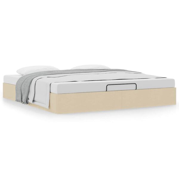 vidaXL Osmanų lovos rėmas be čiužinio kremo 160x200 cm audinio