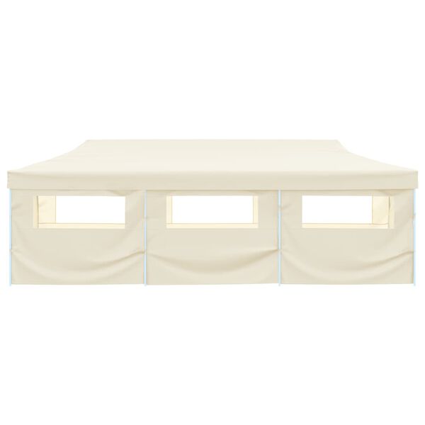 vidaXL Išskleidžiama proginė palapinė su 8 šon. sien., krem. sp., 870x291x315 cm
