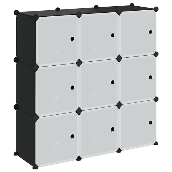 vidaXL Storage Cube Organizer su 9 kubeliais ir durelėmis juodas PP
