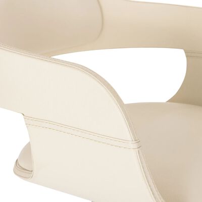 vidaXL Valgomojo kėdė su bukmedžio kojomis, balta, dirbtinė oda