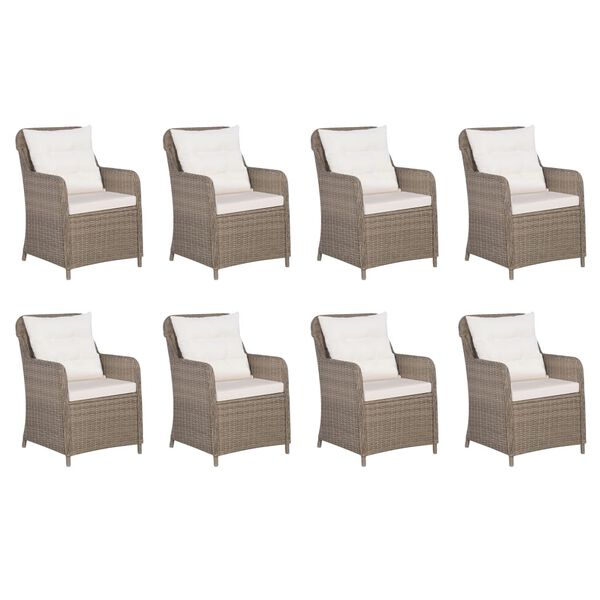 vidaXL Lauko valg. baldų kompl. su saul. gult.., 11d., rudas, polirat.