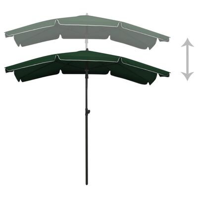 vidaXL Sodo skėtis nuo saulės su stulpu, žalios spalvos, 200x130cm