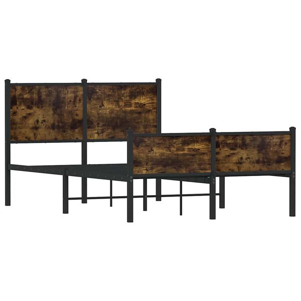 vidaXL Lovos rėmas be čiužinio, dūminio ąžuolo, 120x190cm, metalas