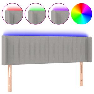 vidaXL Galvūgalis su LED, &scaron;viesiai pilkas, 147x16x78/88cm, audinys