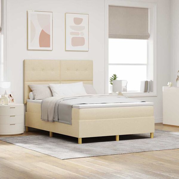 vidaXL Kiemas lova su čiužiniu Kreminė 160 x 200 cm audinys