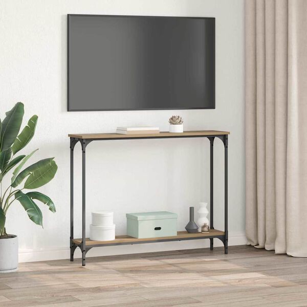 vidaXL Konsolinis stalas Amatininkų ąžuolas 100 x 22,5 x 75 cm