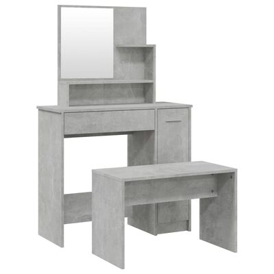 vidaXL Kosmetinio staliuko komplektas, betono pilkas, 86,5x35x136cm