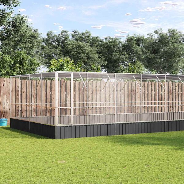 vidaXL Paukštidė su prailginimu, sidabrinė, 1246x414x212cm, plienas