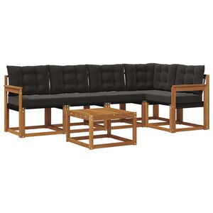 vidaXL Lauko sofos komplektas su pagalve 6 pcs Natūrali ir juoda