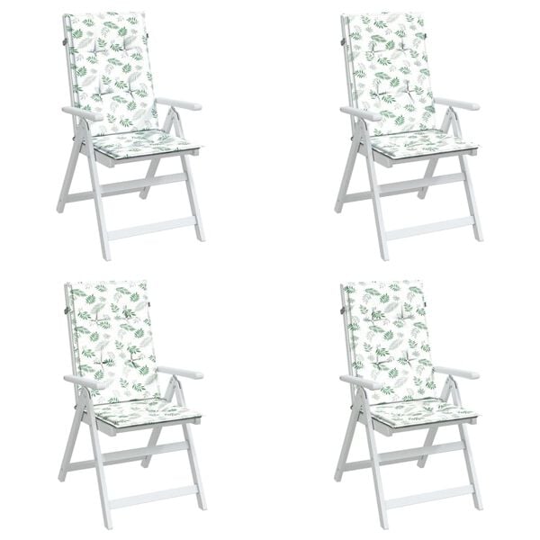 vidaXL Kėdės pagalvėlės, 4vnt., audinys, su lapais