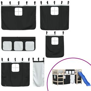 vidaXL Užuolaidos auk&scaron;tai lovai, baltos ir juodos spalvos, poliesteris