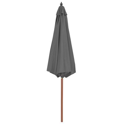 vidaXL Lauko skėtis su mediniu stulpu, 300 cm, antracito spalvos