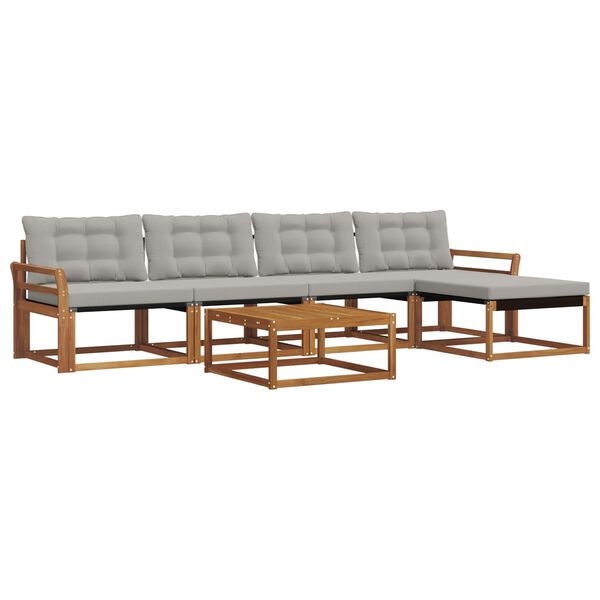 vidaXL Lauko sofos komplektas 6 pcs Natūrali ir &scaron;viesiai pilka