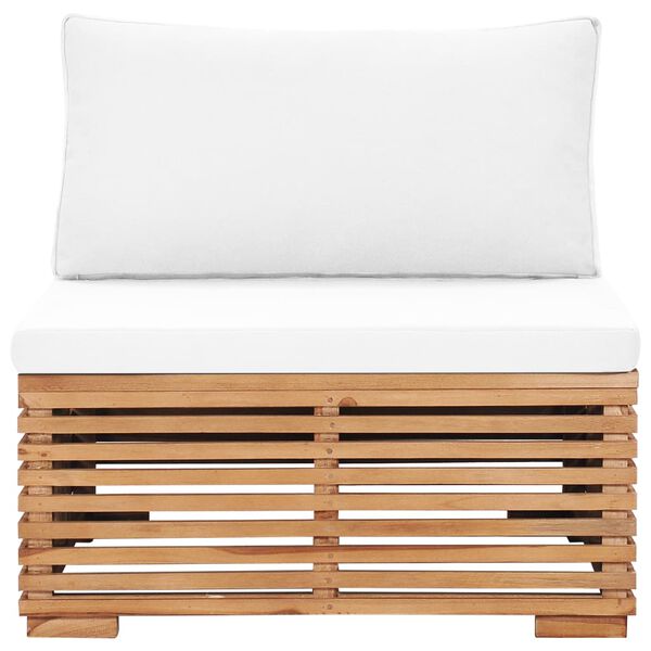 vidaXL Vidurinė sodo sofos dalis su kremine pagalve, tikmedžio masyvas