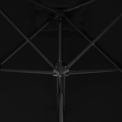 vidaXL Lauko skėtis su plieniniu stulpu, juodos spalvos, 300x230cm