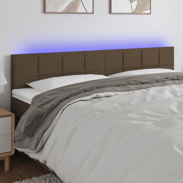 vidaXL Galvūgalis su LED, taupe spalvos, 160x5x78/88cm, audinys