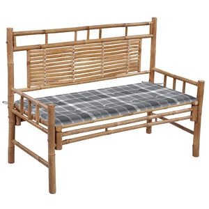 vidaXL Sodo suoliukas su pagalvėle, 120cm, bambukas (41504+314085)