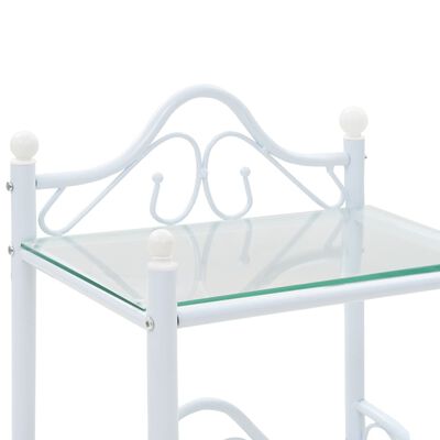vidaXL Nakt. staliukas, plien. ir grūd. stikl., 45x30,5x60cm, baltas