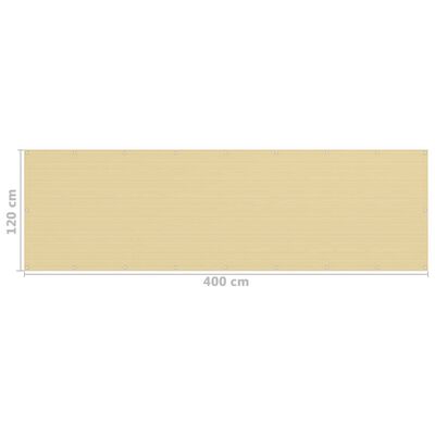 vidaXL Balkono pertvara, smėlio spalvos, 120x400cm, HDPE