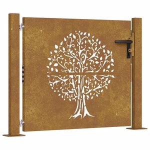 vidaXL Sodo vartai, 100x100 cm, Corten plienas, medžio ra&scaron;tas